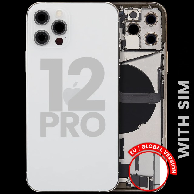 Scocca posteriore con flat connettore di ricarica e minuteria per iPhone 12 Pro (EU / Global Version) (Used Service Pack Pull: Grade B) (Argento)