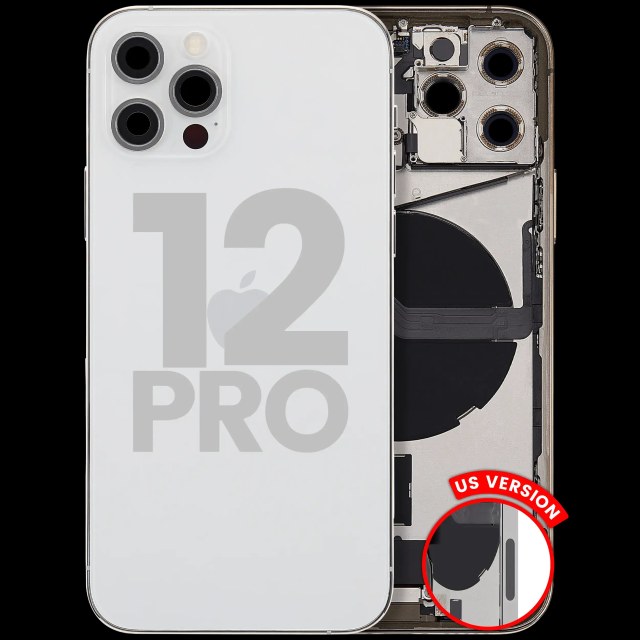 Scocca posteriore con flat connettore di ricarica e minuteria per iPhone 12 Pro (US Version) (Used Service Pack Pull: grado A) (Argento)