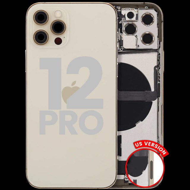 Scocca posteriore con flat connettore di ricarica e minuteria per iPhone 12 Pro (US Version) (Used Service Pack Pull: Grade B) (Oro)
