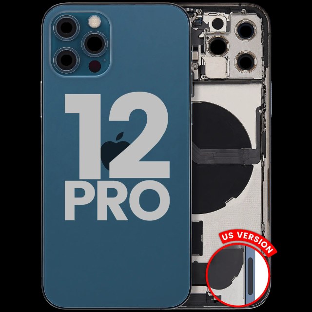 Scocca posteriore con flat connettore di ricarica e minuteria per iPhone 12 Pro (US Version) (Used Service Pack Pull: grado A) (Pacific Blu)