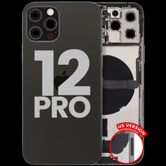 Scocca posteriore con flat connettore di ricarica e minuteria per iPhone 12 Pro (US Version) (Used Service Pack Pull: Grade B) (Grafite)