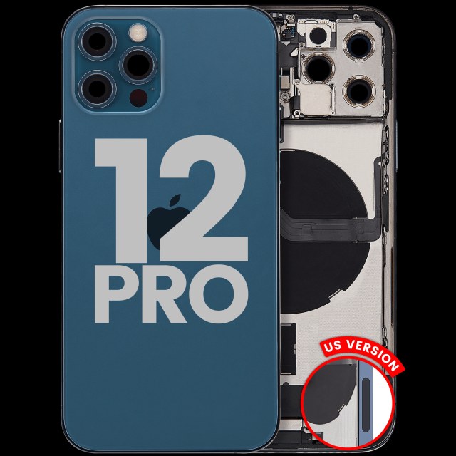 Scocca posteriore con flat connettore di ricarica e minuteria per iPhone 12 Pro (US Version) (Used Service Pack Pull: Grade B) (Pacific Blu)