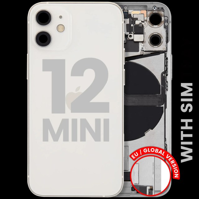 Scocca posteriore con flat connettore di ricarica e minuteria per iPhone 12 Mini (EU / Global Version) (Used Service Pack Pull: grado A) (Bianco)