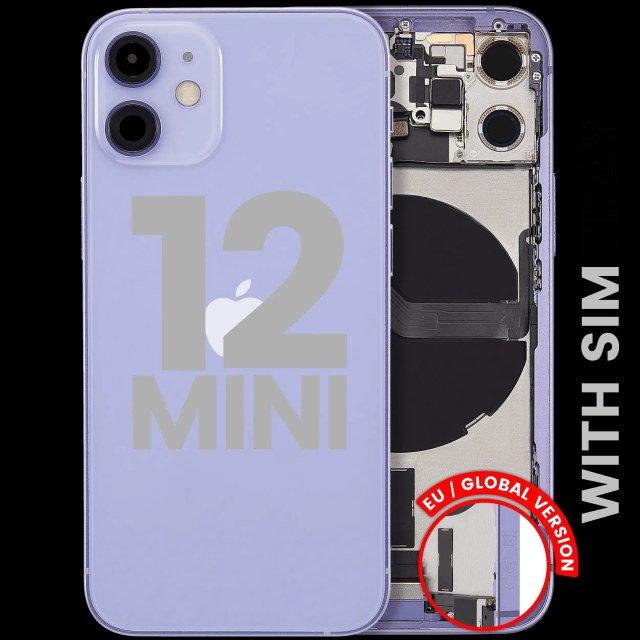 Scocca posteriore con flat connettore di ricarica e minuteria per iPhone 12 Mini (EU / Global Version) (Used Service Pack Pull: Grade B) (Viola)