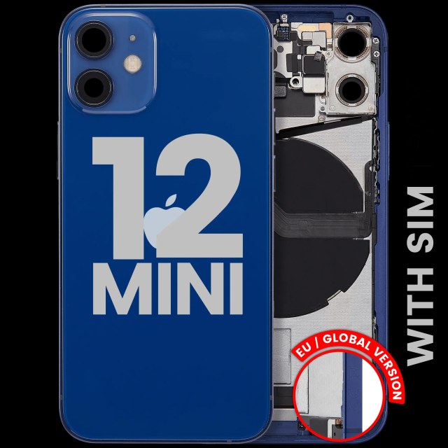 Scocca posteriore con flat connettore di ricarica e minuteria per iPhone 12 Mini (EU / Global Version) (Used Service Pack Pull: Grade B) (Blu)