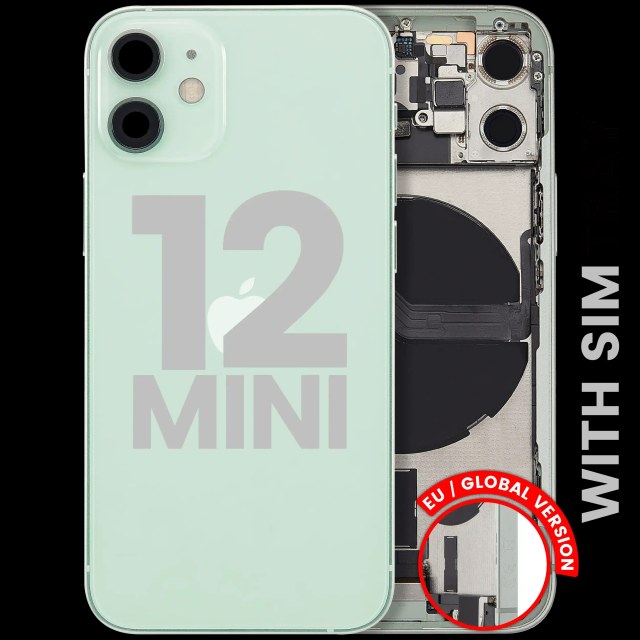 Scocca posteriore con flat connettore di ricarica e minuteria per iPhone 12 Mini (EU / Global Version) (Used Service Pack Pull: Grade C) (Verde)