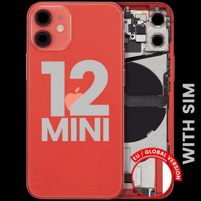 Scocca posteriore con flat connettore di ricarica e minuteria per iPhone 12 Mini (EU / Global Version) (Used Service Pack Pull: Grade B) (Rosso)