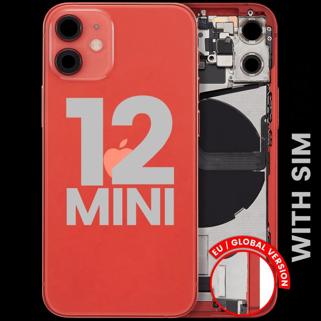 Scocca posteriore con flat connettore di ricarica e minuteria per iPhone 12 Mini (EU / Global Version) (Used Service Pack Pull: Grade C) (Rosso)