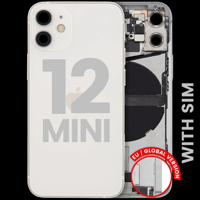 Scocca posteriore con flat connettore di ricarica e minuteria per iPhone 12 Mini (EU / Global Version) (Used Service Pack Pull: Grade C) (Bianco)