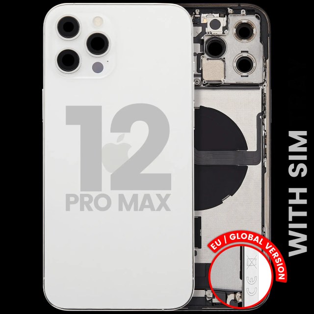 Scocca posteriore con flat connettore di ricarica e minuteria per iPhone 12 Pro Max (EU / Global Version) (Used Service Pack Pull: grado A) (Argento)