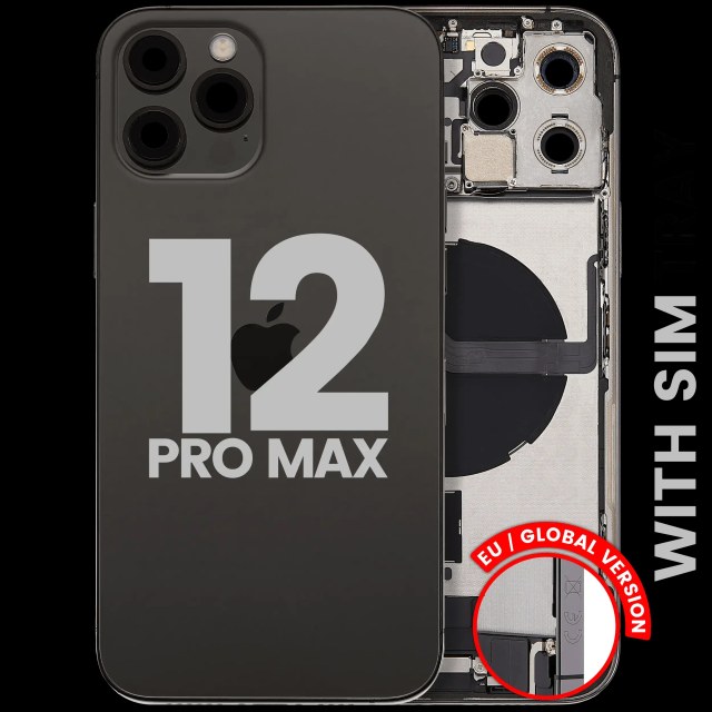 Scocca posteriore con flat connettore di ricarica e minuteria per iPhone 12 Pro Max (EU / Global Version) (Used Service Pack Pull: Grade B) (Grafite)