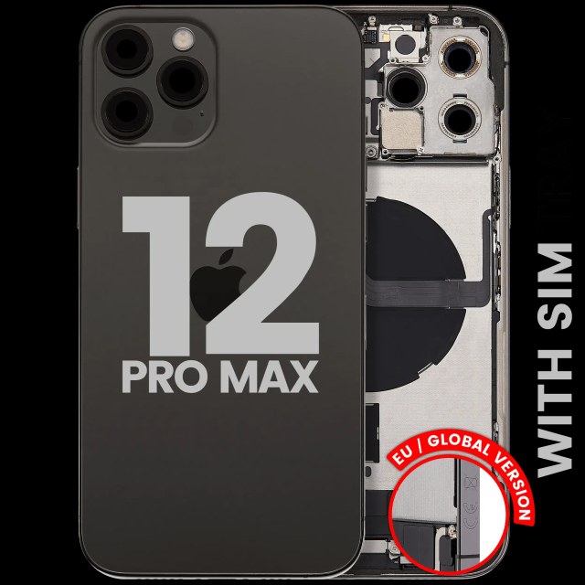 Scocca posteriore con flat connettore di ricarica e minuteria per iPhone 12 Pro Max (EU / Global Version) (Used Service Pack Pull: Grade C) (Grafite)