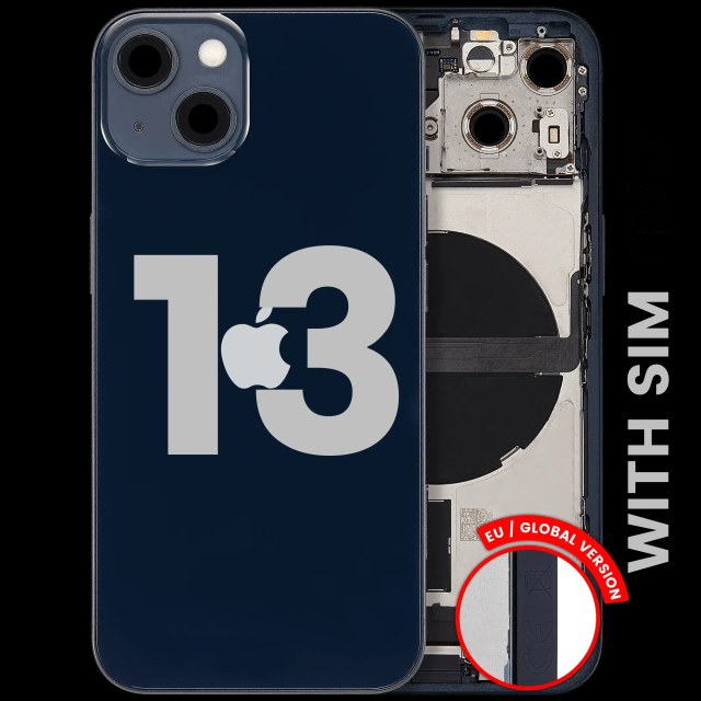 Scocca posteriore con flat connettore di ricarica e minuteria per iPhone 13 (EU / Global Version) (Used Service Pack Pull: Grade C) (Mezzanotte)