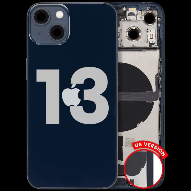 Scocca posteriore con flat connettore di ricarica e minuteria per iPhone 13 (US Version) (Used Service Pack Pull: Grade C) (Mezzanotte)