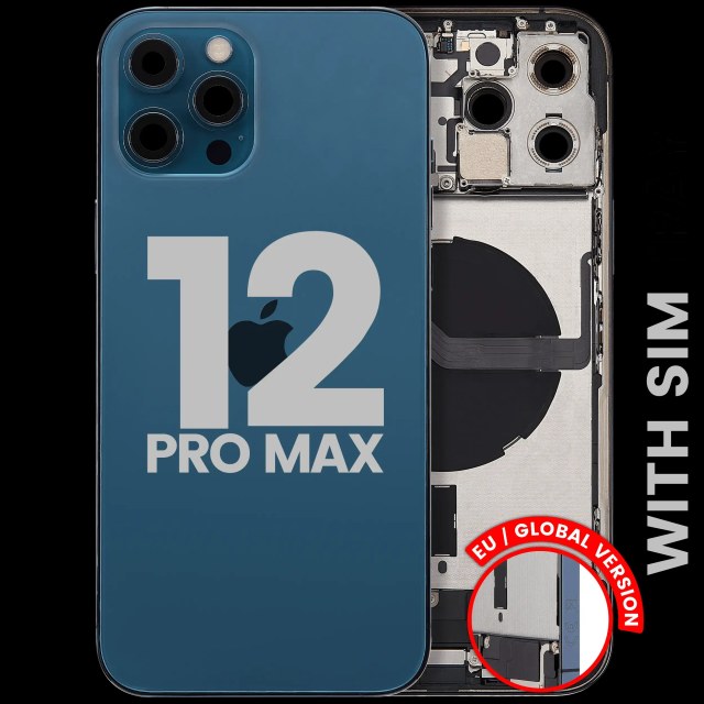 Scocca posteriore con flat connettore di ricarica e minuteria per iPhone 12 Pro Max (EU / Global Version) (Used Service Pack Pull: Grade C) (Pacific Blu)