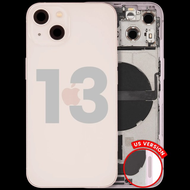 Scocca posteriore con flat connettore di ricarica e minuteria per iPhone 13 (US Version) (Used Service Pack Pull: Grade B) (Rosa)