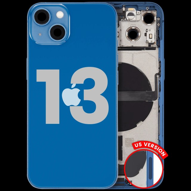 Scocca posteriore con flat connettore di ricarica e minuteria per iPhone 13 (US Version) (Used Service Pack Pull: Grade C) (Blu)