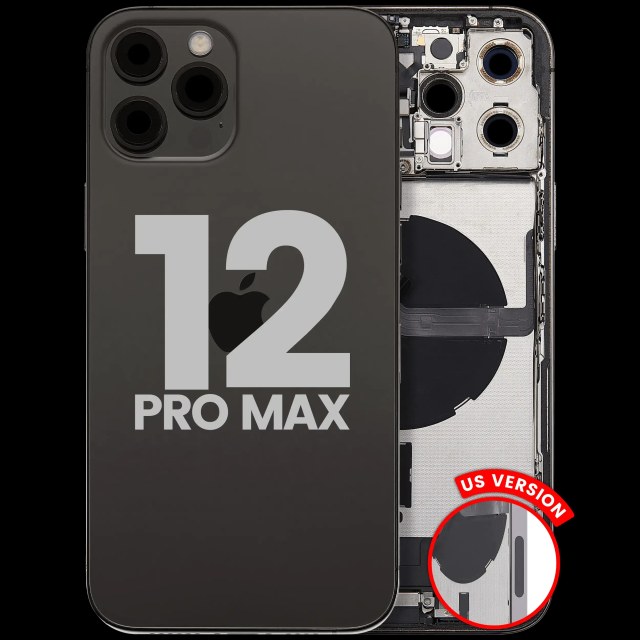 Scocca posteriore con flat connettore di ricarica e minuteria per iPhone 12 Pro Max (US Version) (Used Service Pack Pull: grado A) (Grafite)