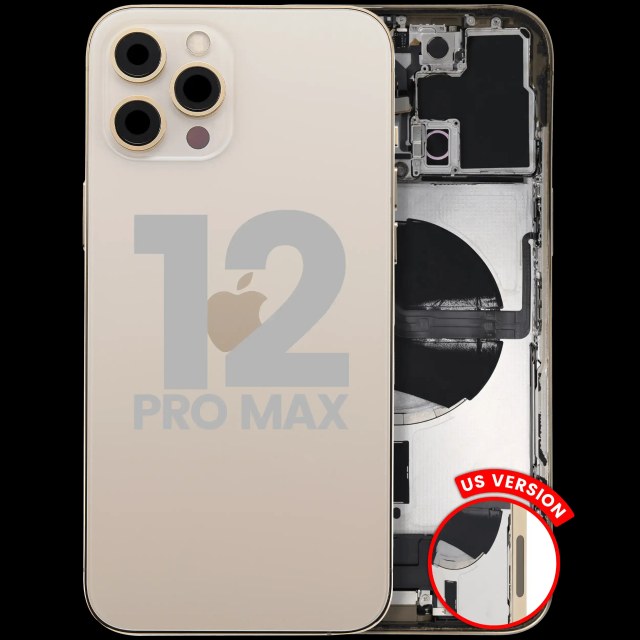 Scocca posteriore con flat connettore di ricarica e minuteria per iPhone 12 Pro Max (US Version) (Used Service Pack Pull: Grade B) (Oro)