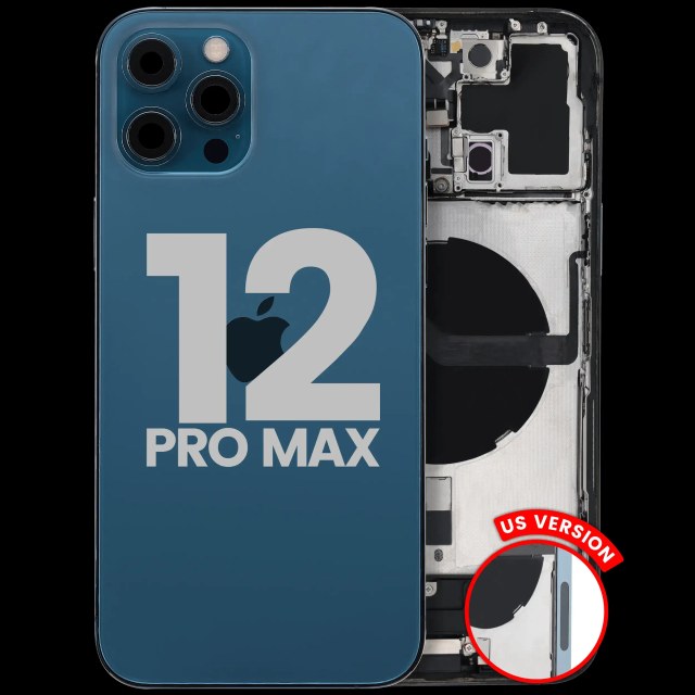 Scocca posteriore con flat connettore di ricarica e minuteria per iPhone 12 Pro Max (US Version) (Used Service Pack Pull: Grade B) (Pacific Blu)