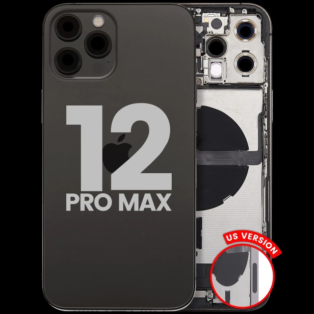 Scocca posteriore con flat connettore di ricarica e minuteria per iPhone 12 Pro Max (US Version) (Used Service Pack Pull: Grade B) (Grafite)