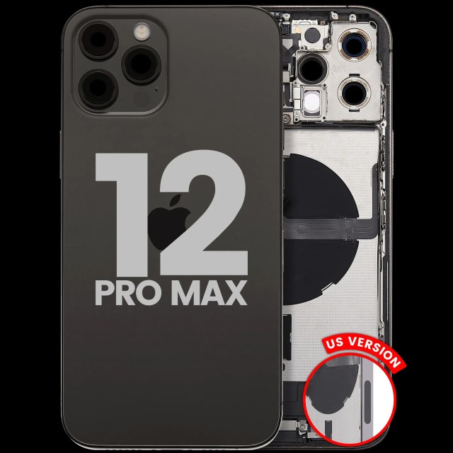 Scocca posteriore con flat connettore di ricarica e minuteria per iPhone 12 Pro Max (US Version) (Used Service Pack Pull: Grade C) (Grafite)