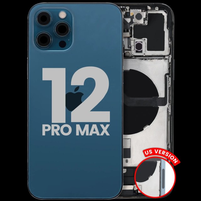 Scocca posteriore con flat connettore di ricarica e minuteria per iPhone 12 Pro Max (US Version) (Used Service Pack Pull: Grade C) (Pacific Blu)