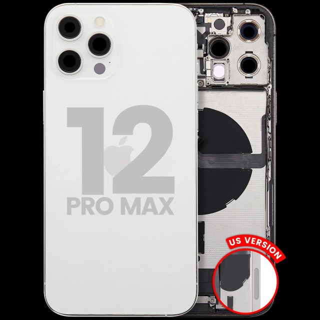 Scocca posteriore con flat connettore di ricarica e minuteria per iPhone 12 Pro Max (US Version) (Used Service Pack Pull: Grade B) (Argento)