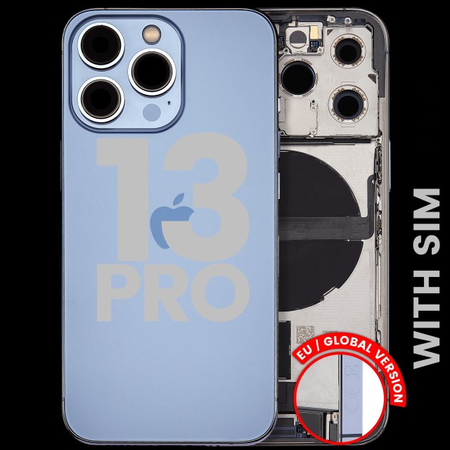 Scocca posteriore con flat connettore di ricarica e minuteria per iPhone 13 Pro (EU / Global Version) (Used Service Pack Pull: Grade B) (Sierra Blu)