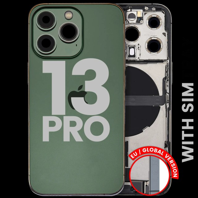 Scocca posteriore con flat connettore di ricarica e minuteria per iPhone 13 Pro (EU / Global Version) (Used Service Pack Pull: Grade C) (Alpine Verde)