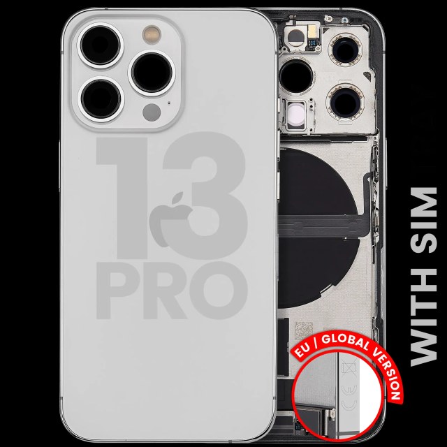 Scocca posteriore con flat connettore di ricarica e minuteria per iPhone 13 Pro (EU / Global Version) (Used Service Pack Pull: Grade B) (Argento)
