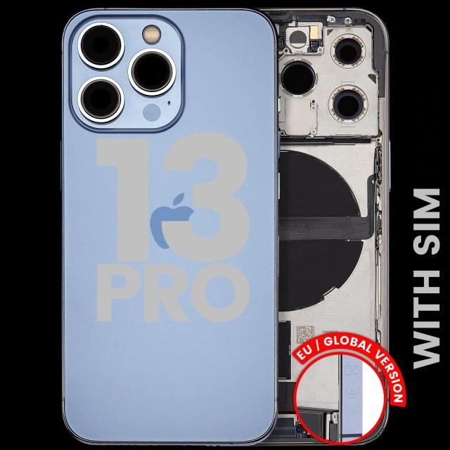 Scocca posteriore con flat connettore di ricarica e minuteria per iPhone 13 Pro (EU / Global Version) (Used Service Pack Pull: Grade C) (Sierra Blu)