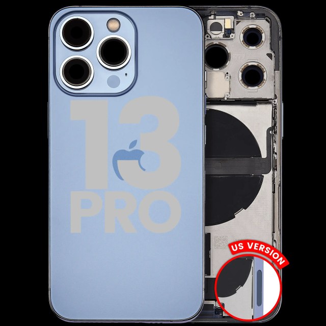 Scocca posteriore con flat connettore di ricarica e minuteria per iPhone 13 Pro (US Version) (Used Service Pack Pull: grado A) (Sierra Blu)