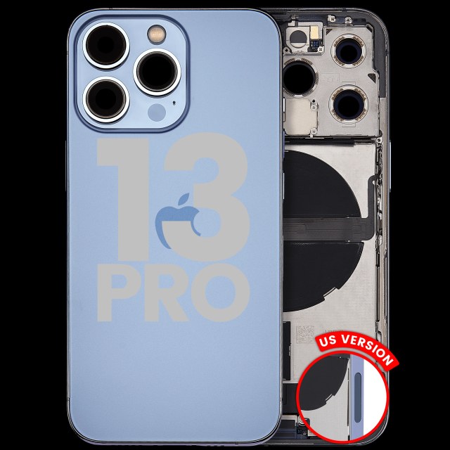 Scocca posteriore con flat connettore di ricarica e minuteria per iPhone 13 Pro (US Version) (Used Service Pack Pull: Grade C) (Sierra Blu)