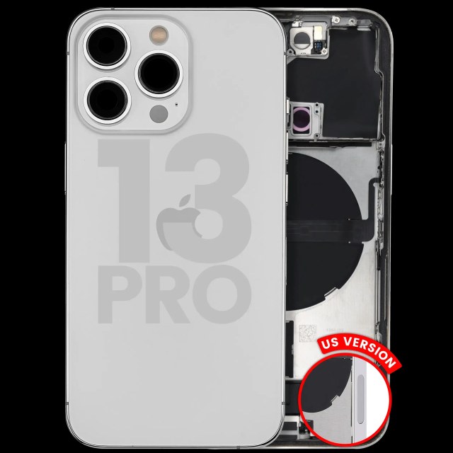 Scocca posteriore con flat connettore di ricarica e minuteria per iPhone 13 Pro (US Version) (Used Service Pack Pull: Grade C) (Argento)