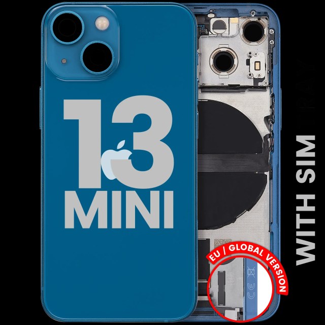 Scocca posteriore con flat connettore di ricarica e minuteria per iPhone 13 Mini (EU / Global Version) (Used Service Pack Pull: Grade C) (Blu)