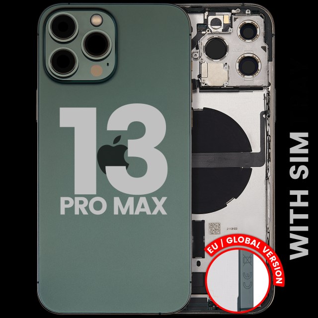 Scocca posteriore con flat connettore di ricarica e minuteria per iPhone 13 Pro Max (EU / Global Version) (Used Service Pack Pull: Grade B) (Alpine Verde)