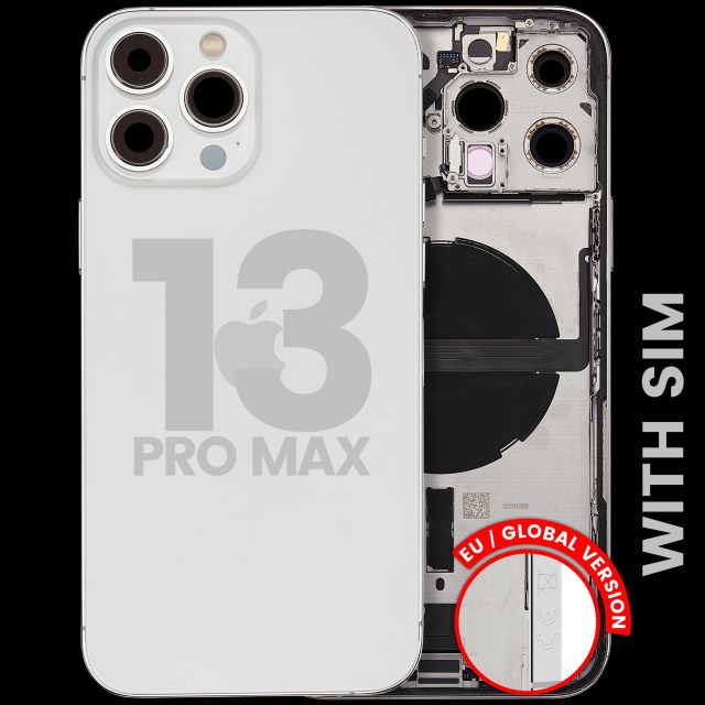 Scocca posteriore con flat connettore di ricarica e minuteria per iPhone 13 Pro Max (EU / Global Version) (Used Service Pack Pull: Grade B) (Argento)