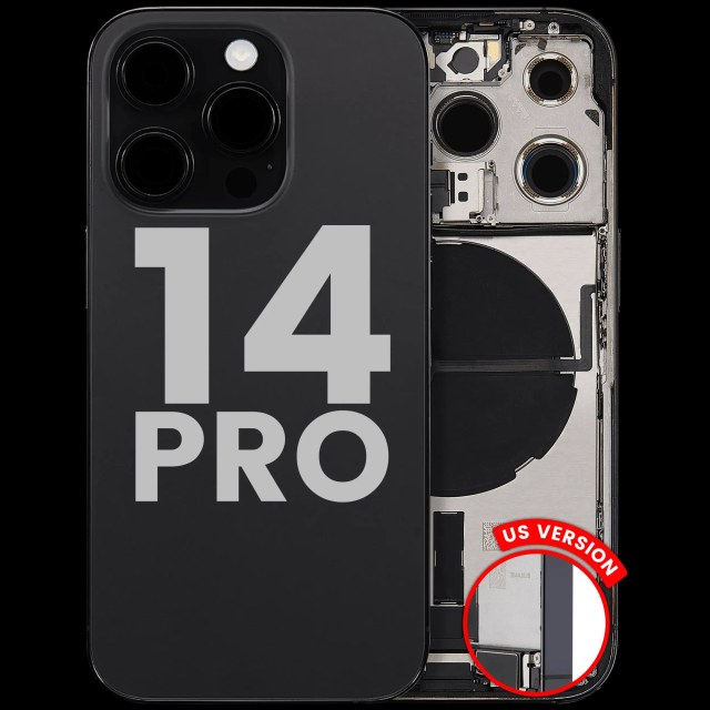 Scocca posteriore con flat connettore di ricarica e minuteria per iPhone 14 Pro (US Version) (Used Service Pack Pull: Grade B) (Nero siderale)