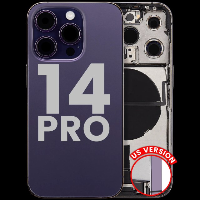 Scocca posteriore con flat connettore di ricarica e minuteria per iPhone 14 Pro (US Version) (Used Service Pack Pull: Grade C) (Deep Viola)