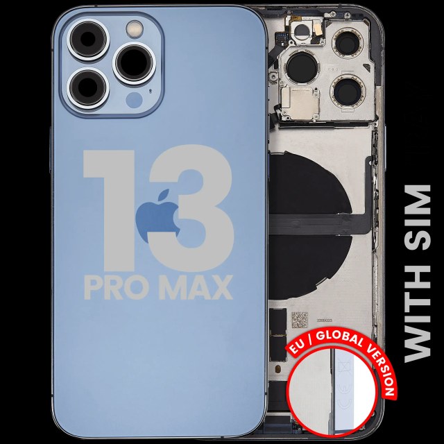 Scocca posteriore con flat connettore di ricarica e minuteria per iPhone 13 Pro Max (EU / Global Version) (Used Service Pack Pull: Grade C) (Sierra Blu)