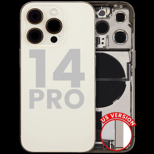 Scocca posteriore con flat connettore di ricarica e minuteria per iPhone 14 Pro (US Version) (Used Service Pack Pull: Grade B) (Oro)