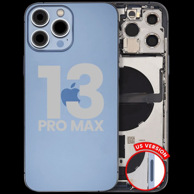 Scocca posteriore con flat connettore di ricarica e minuteria per iPhone 13 Pro Max (US Version) (Used Service Pack Pull: Grade B) (Sierra Blu)