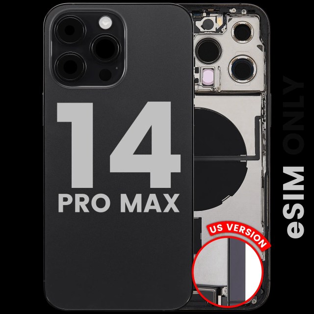 Scocca posteriore con flat connettore di ricarica e minuteria per iPhone 14 Pro Max (US Version) (Used Service Pack Pull: Grade C) (Nero siderale)