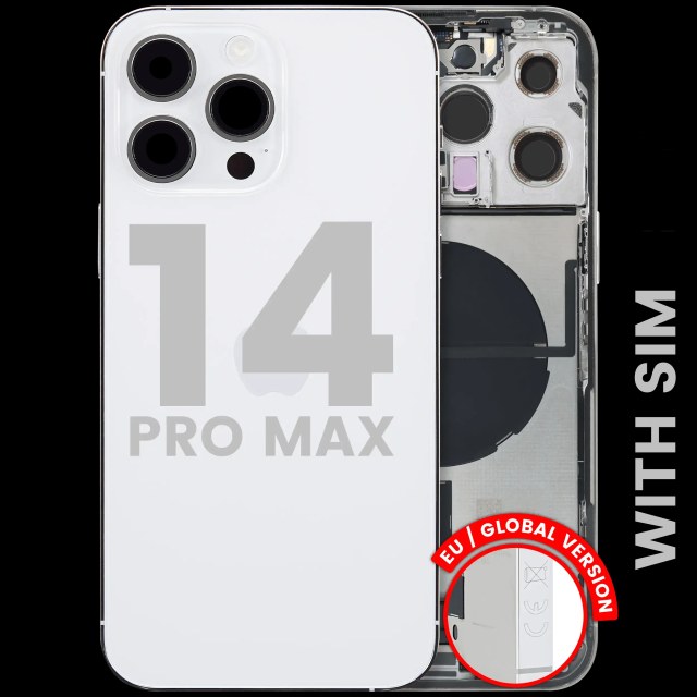Scocca posteriore con flat connettore di ricarica e minuteria per iPhone 14 Pro Max (EU / Global Version) (Used Service Pack Pull: Grade C) (Argento)