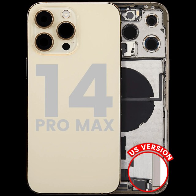 Scocca posteriore con flat connettore di ricarica e minuteria per iPhone 14 Pro Max (US Version) (Used Service Pack Pull: Grade C) (Oro)