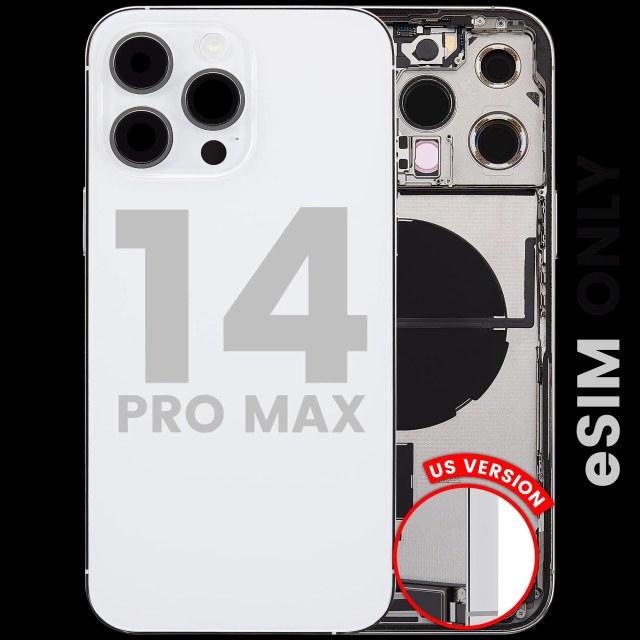 Scocca posteriore con flat connettore di ricarica e minuteria per iPhone 14 Pro Max (US Version) (Used Service Pack Pull: Grade C) (Argento)
