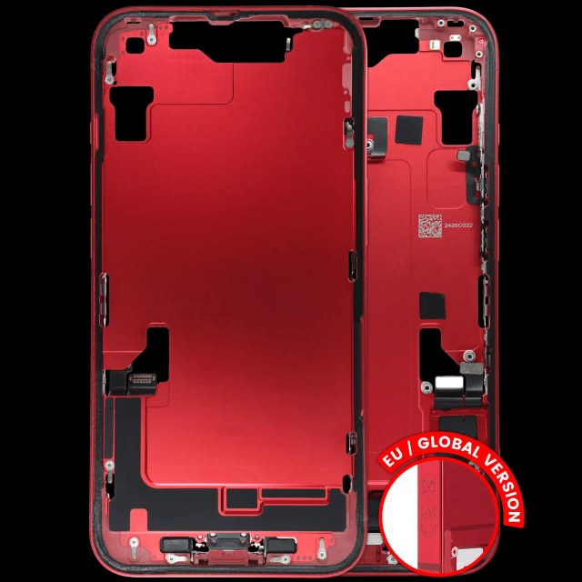 Frame centrale W/ Connettore di ricarica flat e Minuteria per iPhone 14 (EU / Global Version) (Used Service Pack Pull: Grade C) (Rosso)