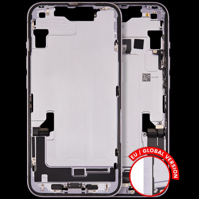Frame centrale W/ Connettore di ricarica flat e Minuteria per iPhone 14 (EU / Global Version) (Used Service Pack Pull: Grade B) (Viola)