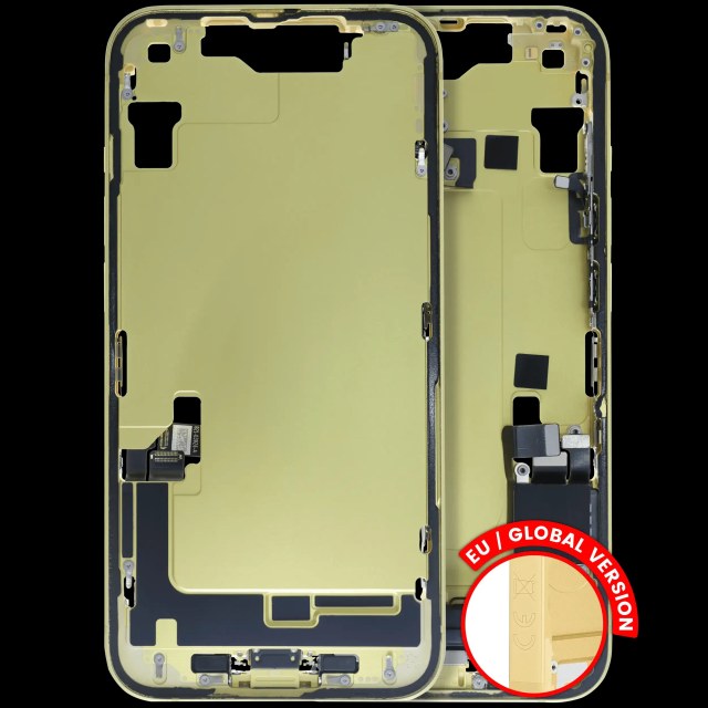 Frame centrale W/ Connettore di ricarica flat e Minuteria per iPhone 14 (EU / Global Version) (Used Service Pack Pull: Grade B) (Giallo)